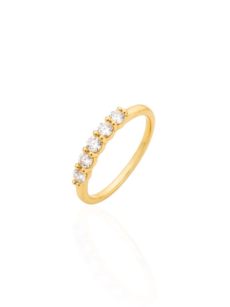 Anel Folheado a Ouro 18k e Prata Com Zirconia