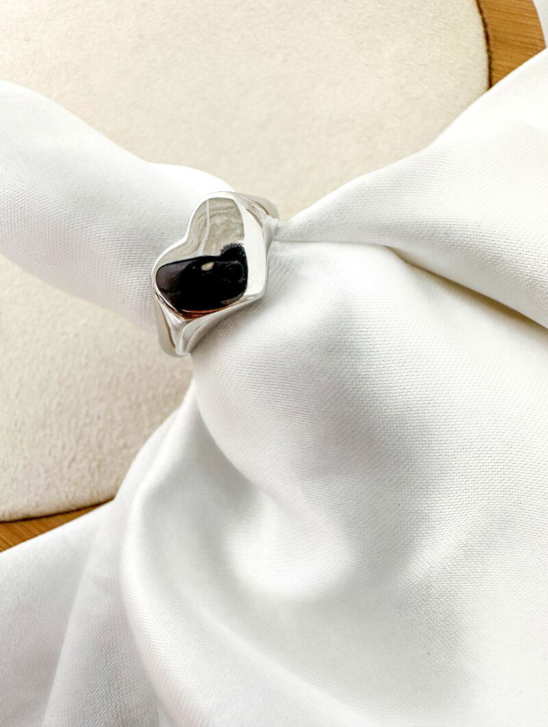 Anel Folheado a Ouro 18k e Prata Coração Liso