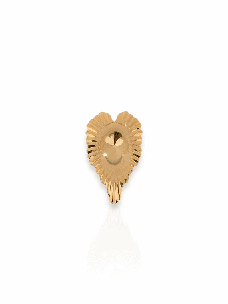 Anel Folheado a Ouro 18k e Prata Coração Martelado