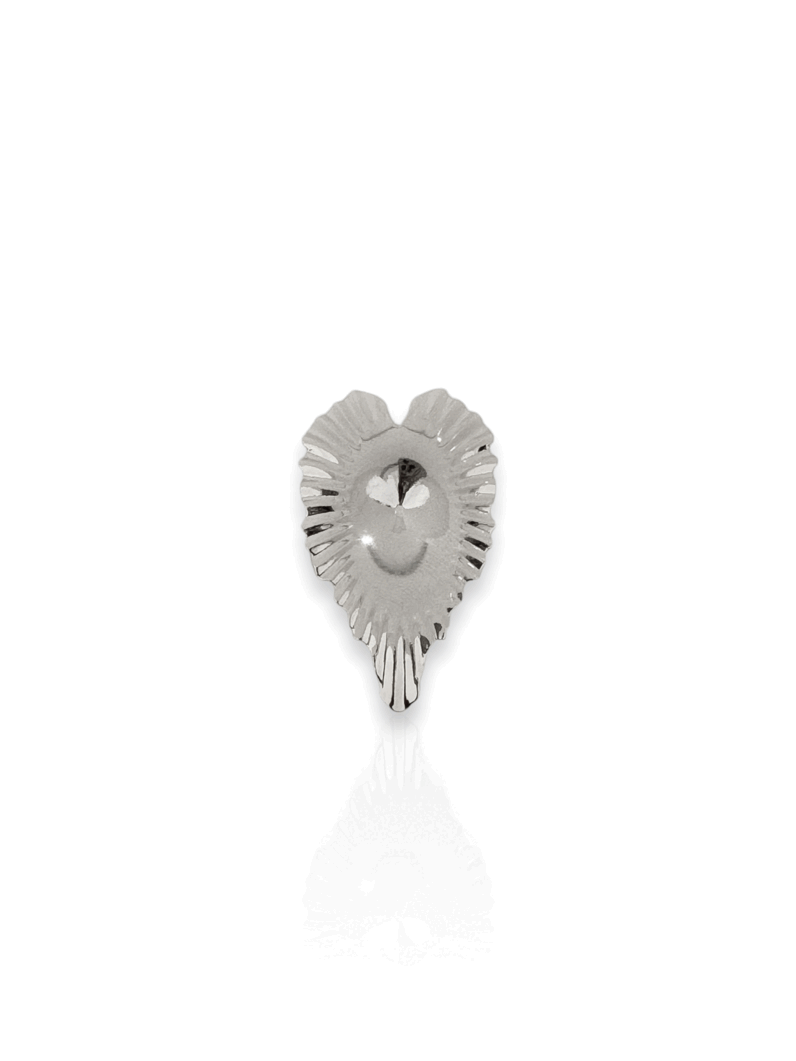 Anel Folheado a Ouro 18k e Prata Coração Martelado