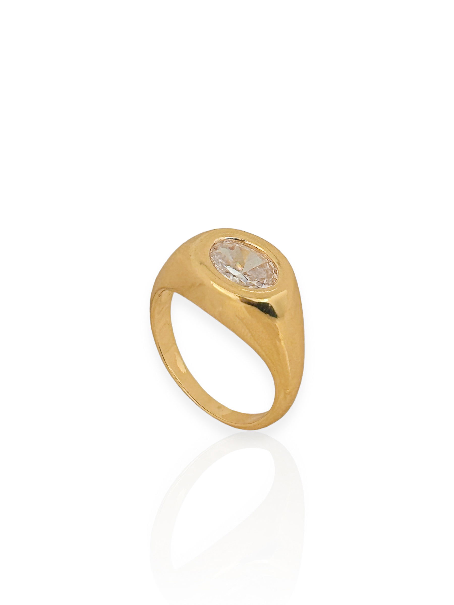 Anel Folheado a Ouro 18k e Prata Cristal Encapsulado