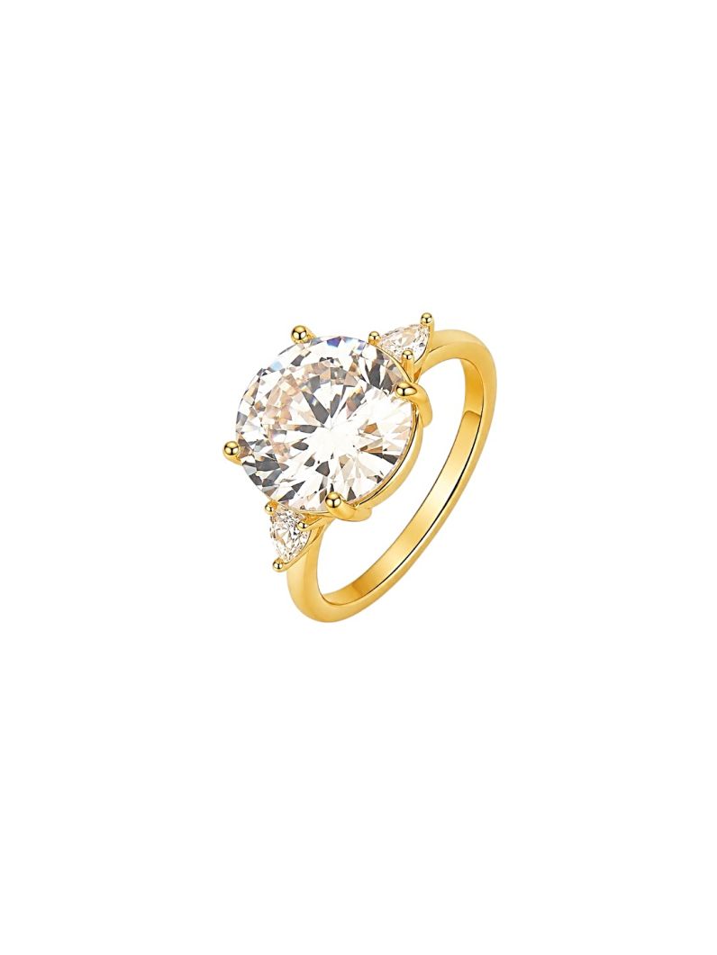 Anel Folheado a Ouro 18k e Prata Design Circulo de Zirconia