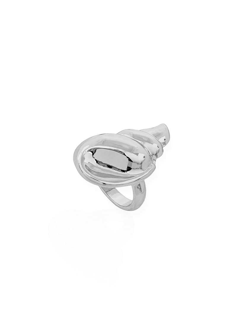 Anel Folheado a Ouro 18k e Prata Design Concha