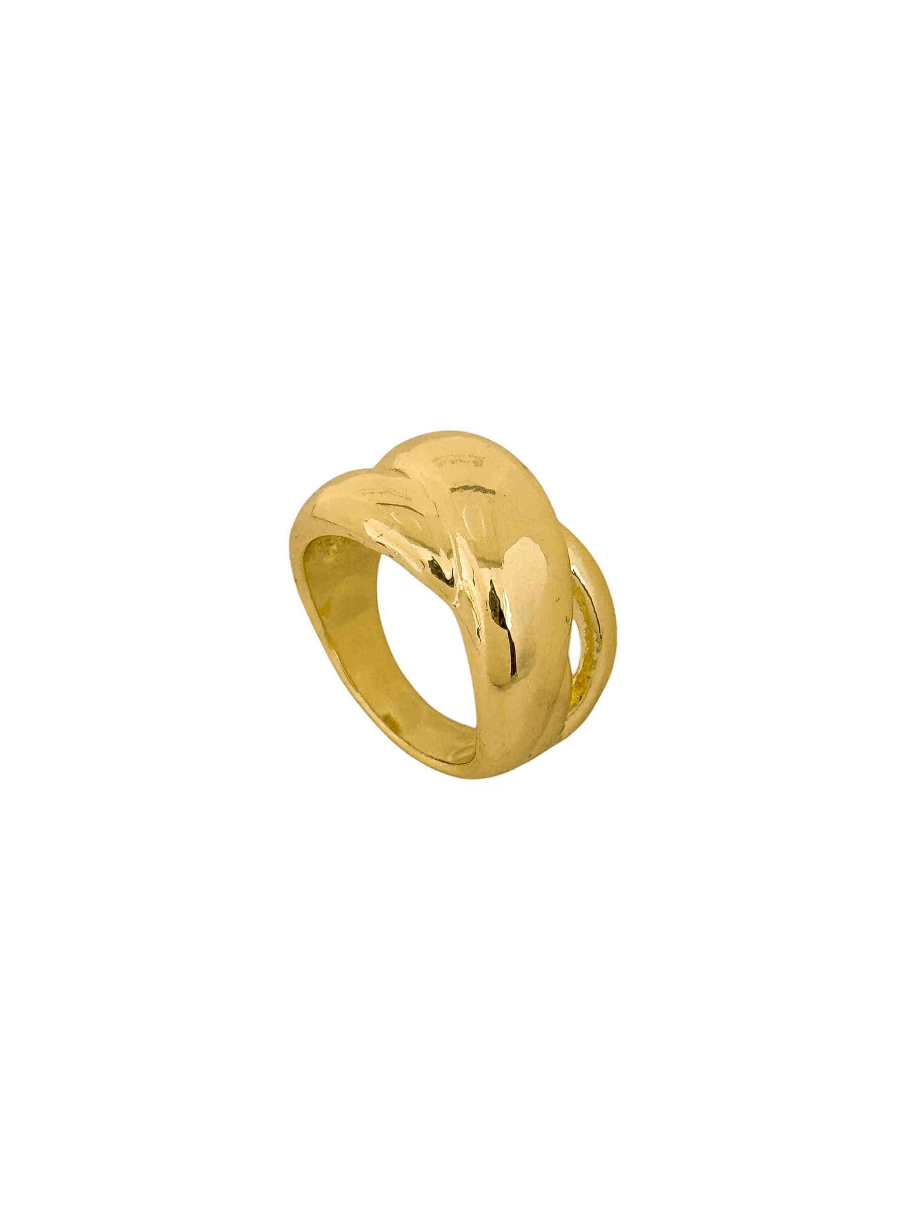 Anel Folheado a Ouro 18k e Prata Design Cruzado