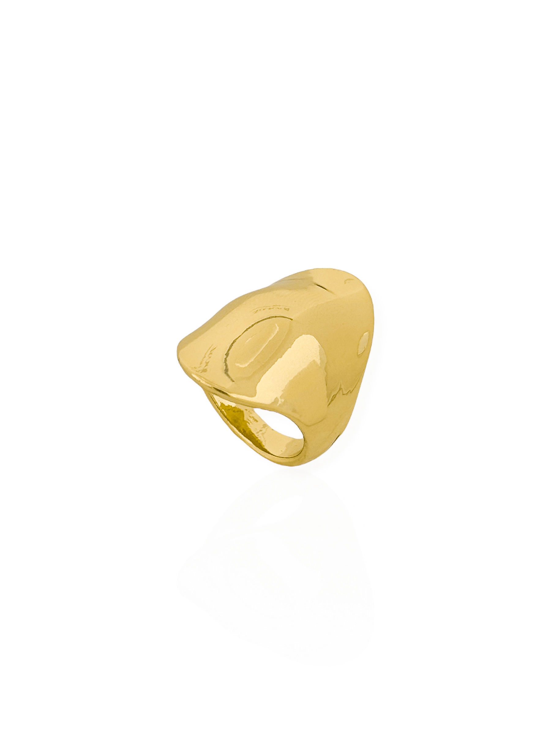 Anel Folheado a Ouro 18k e Prata Design Curvado