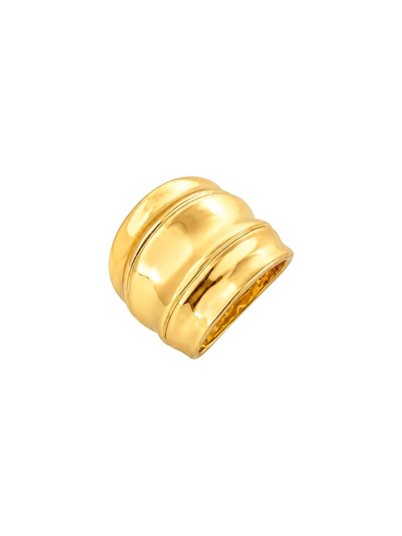 Anel Folheado a Ouro 18k e Prata Design Detalhado