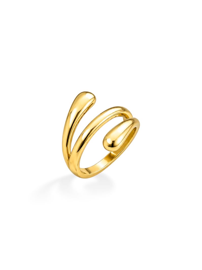 Anel Folheado a Ouro 18k e Prata Design Duo Gota Mini