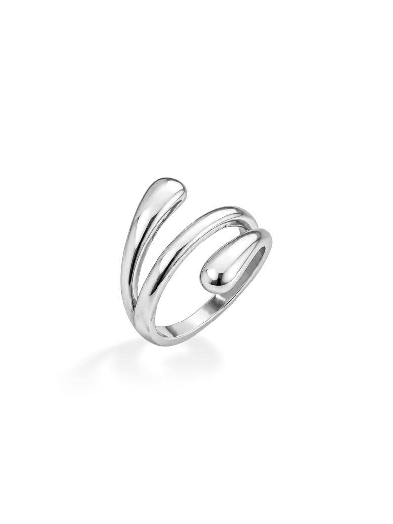 Anel Folheado a Ouro 18k e Prata Design Duo Gota Mini