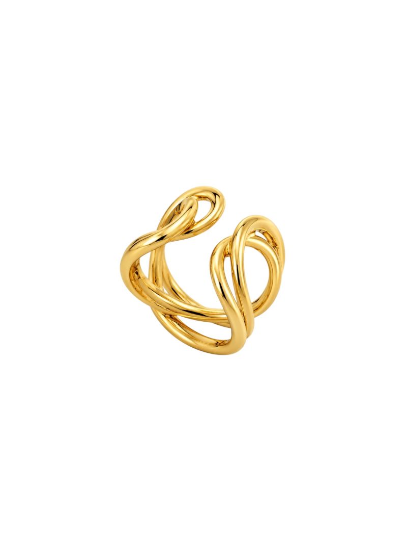 Anel Folheado a Ouro 18k e Prata Design Gota