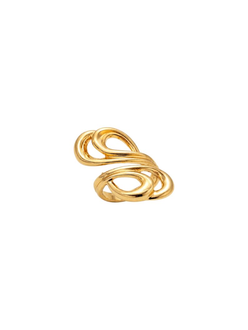 Anel Folheado a Ouro 18k e Prata Design Gotas Modernas