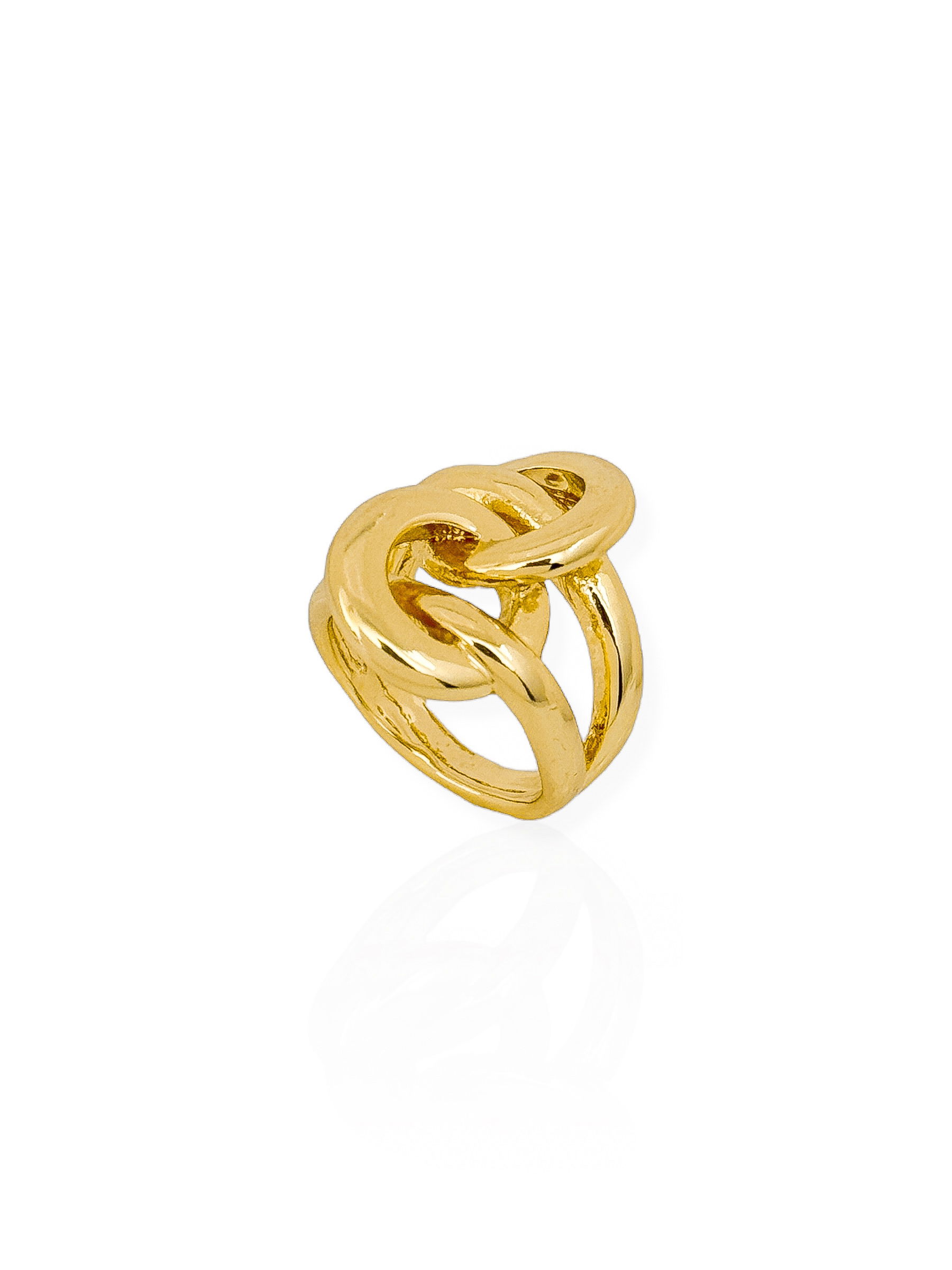Anel Folheado a Ouro 18k e Prata Design Moderno Argolas Cruzadas