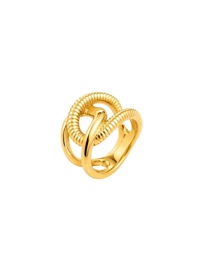 Anel Folheado a Ouro 18k e Prata Design Nó