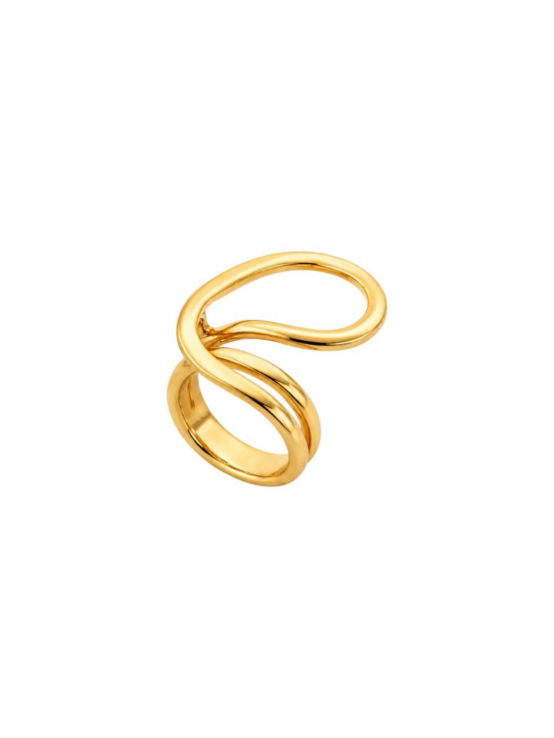 Anel Folheado a Ouro 18k e Prata Design Ondulado