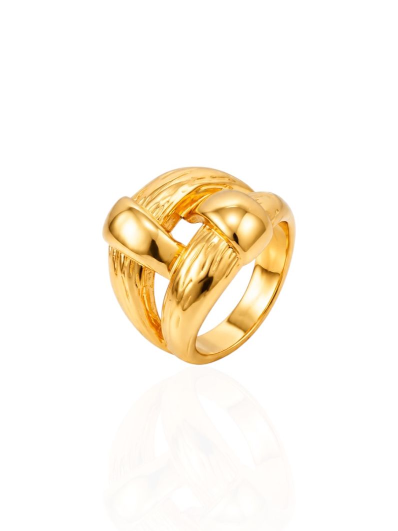 Anel Folheado a Ouro 18k e Prata Design Orgãnico