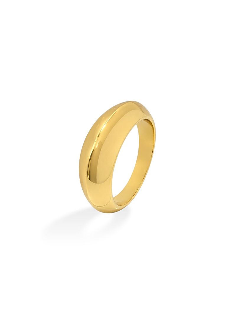 Anel Folheado a Ouro 18k e Prata Design Oval Moderno