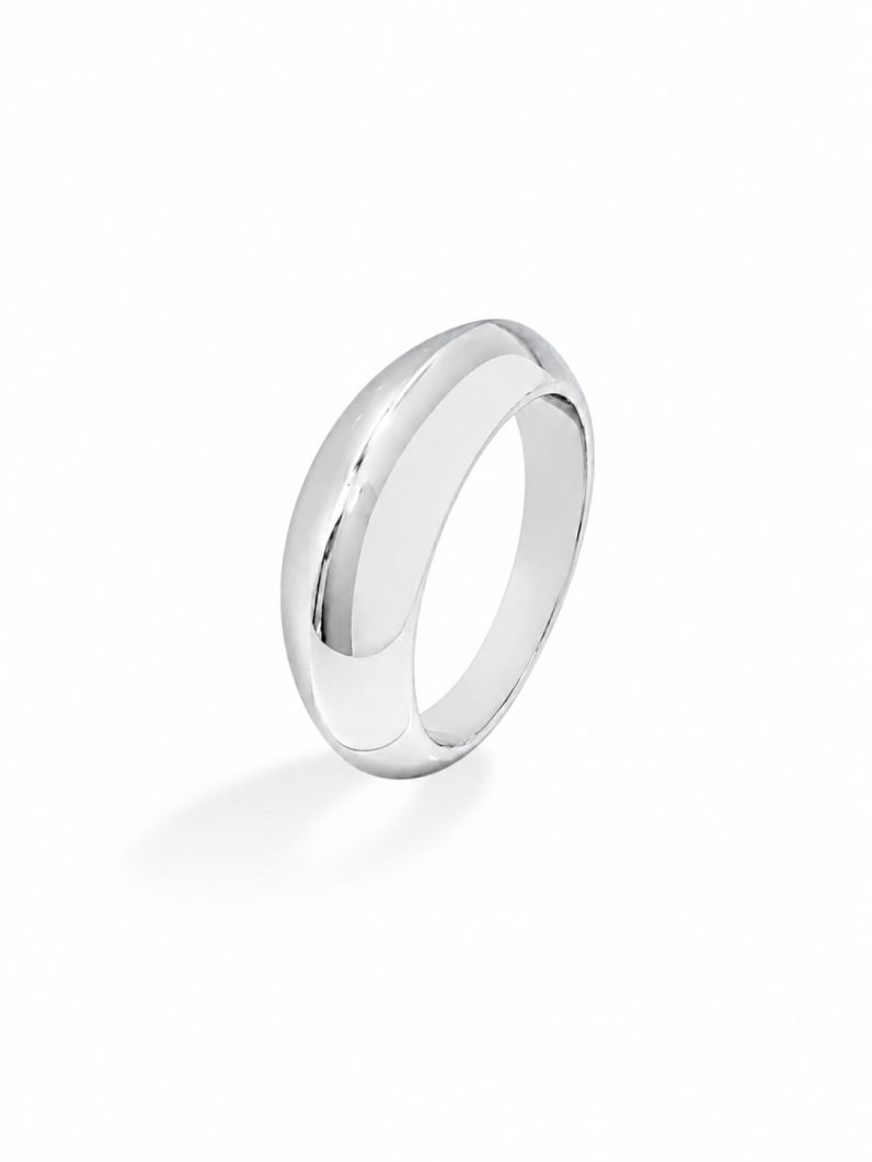 Anel Folheado a Ouro 18k e Prata Design Oval Moderno