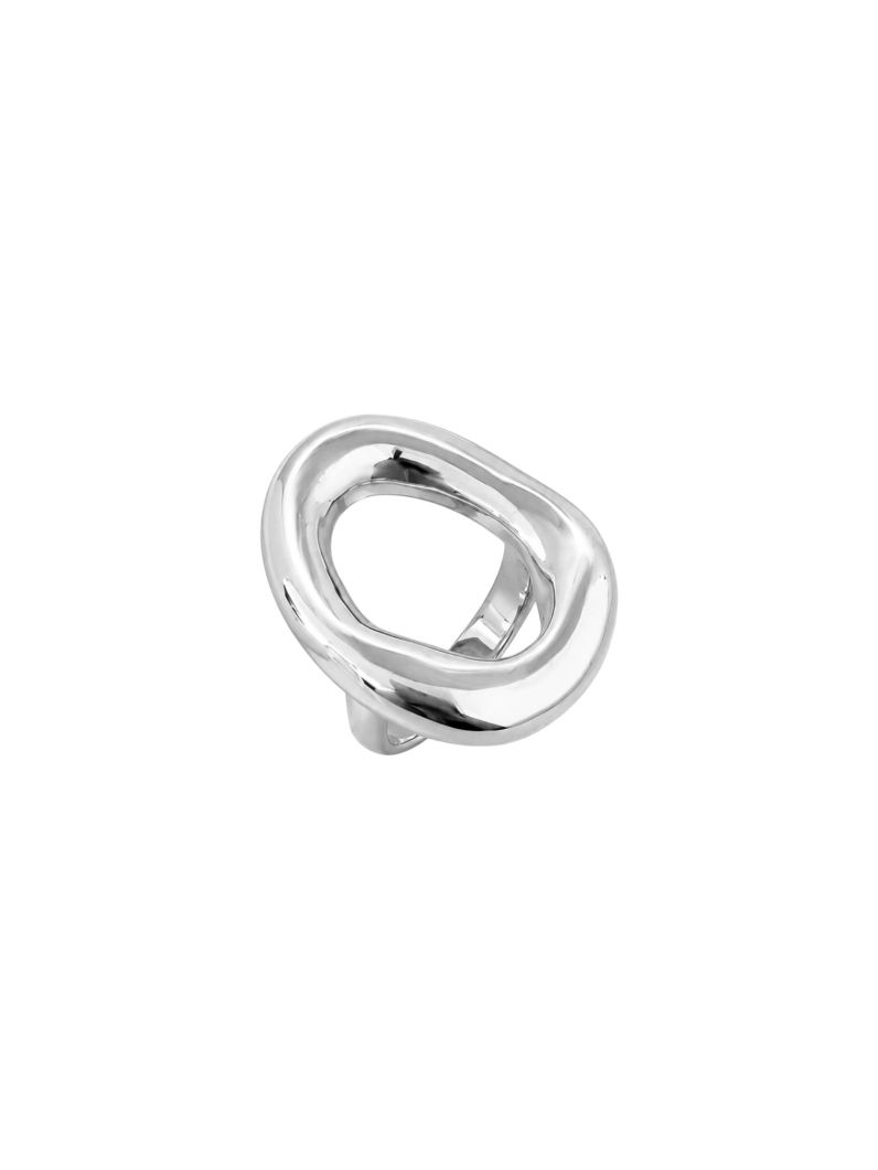 Anel Folheado a Ouro 18k e Prata Design Oval Organico