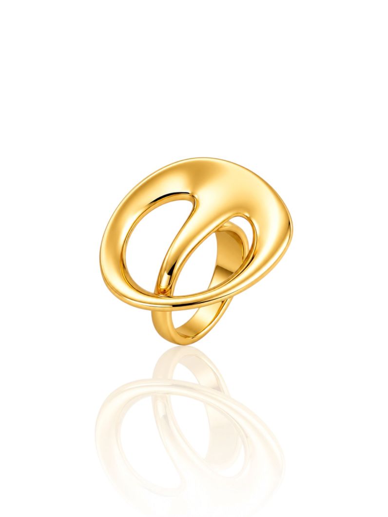 Anel Folheado a Ouro 18k e Prata Design Redondo Moderno