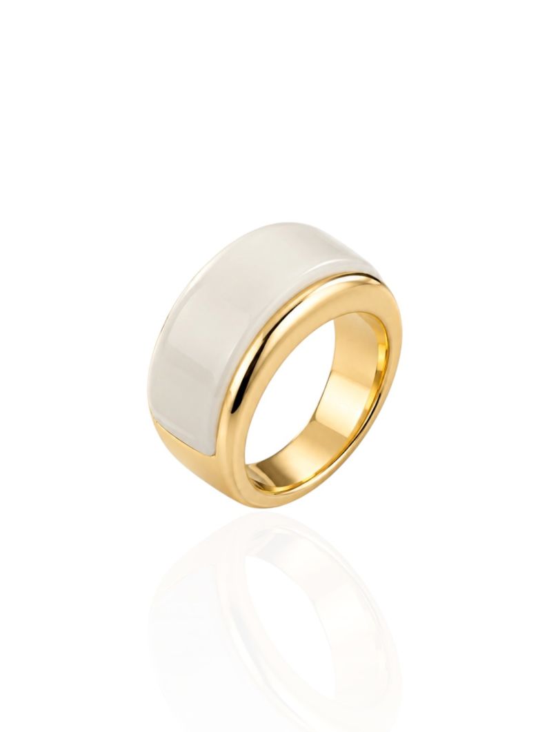 Anel Folheado a Ouro 18k e Prata Design Resinado