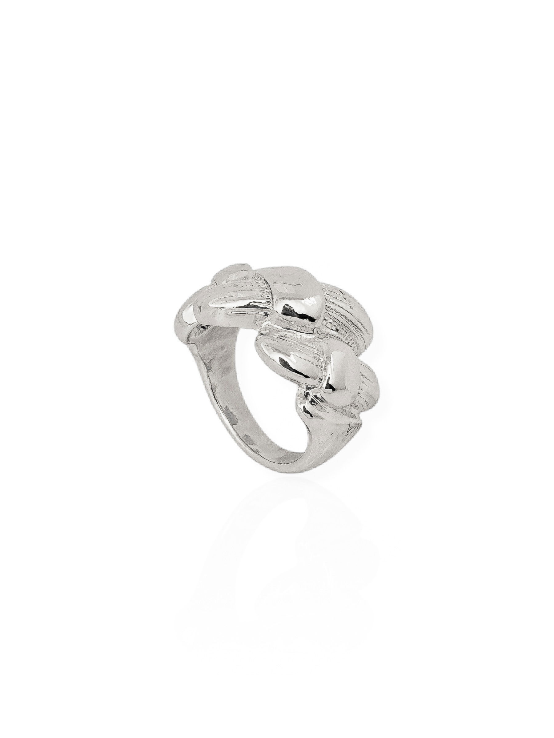 Anel Folheado a Ouro 18k e Prata Design Trançado e Texturizado