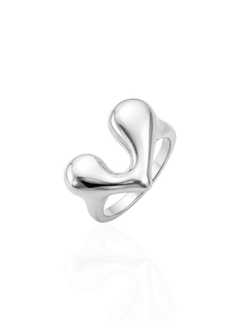 Anel Folheado a Ouro 18k e Prata Design V Liso