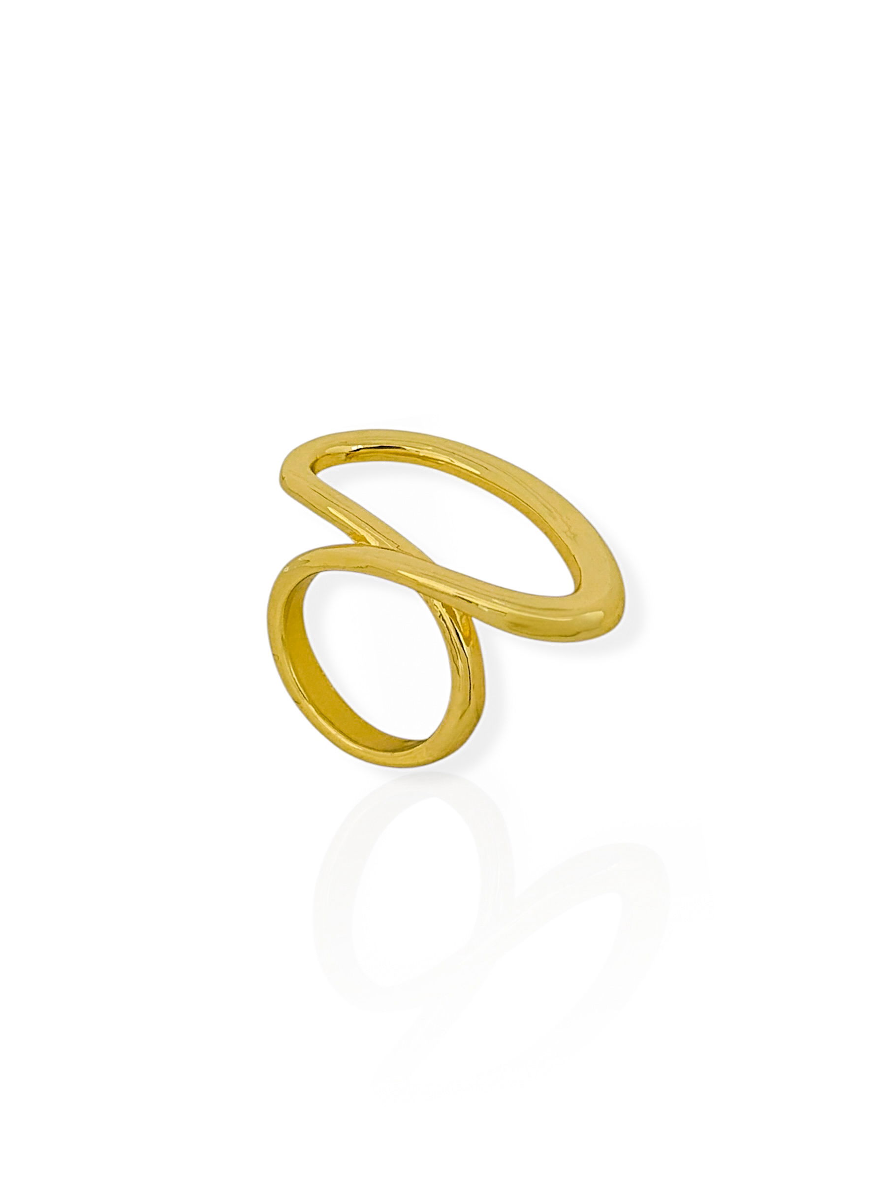 Anel Folheado a Ouro 18k e Prata Design Vazado