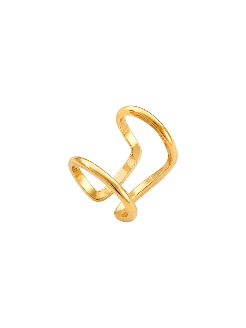 Anel Folheado a Ouro 18k e Prata Design Vazado
