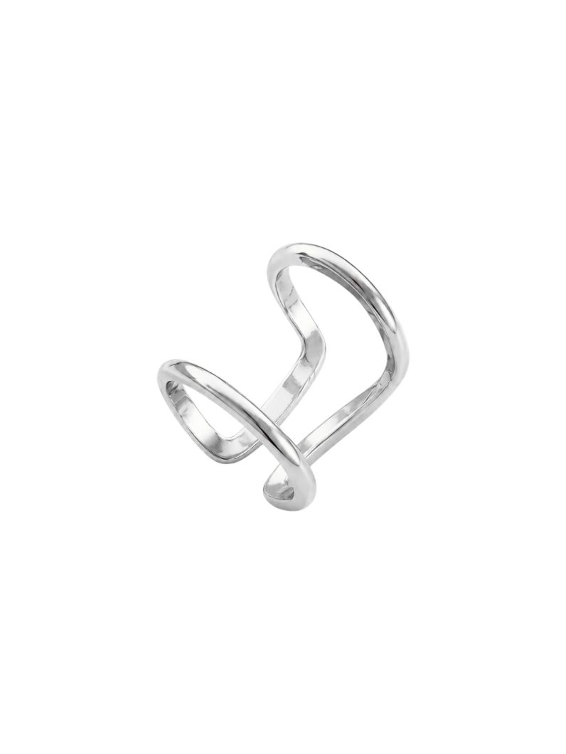 Anel Folheado a Ouro 18k e Prata Design Vazado