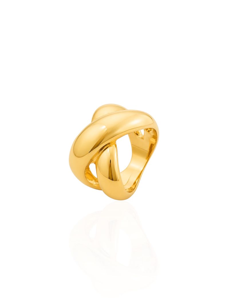 Anel Folheado a Ouro 18k e Prata Design X Maxi
