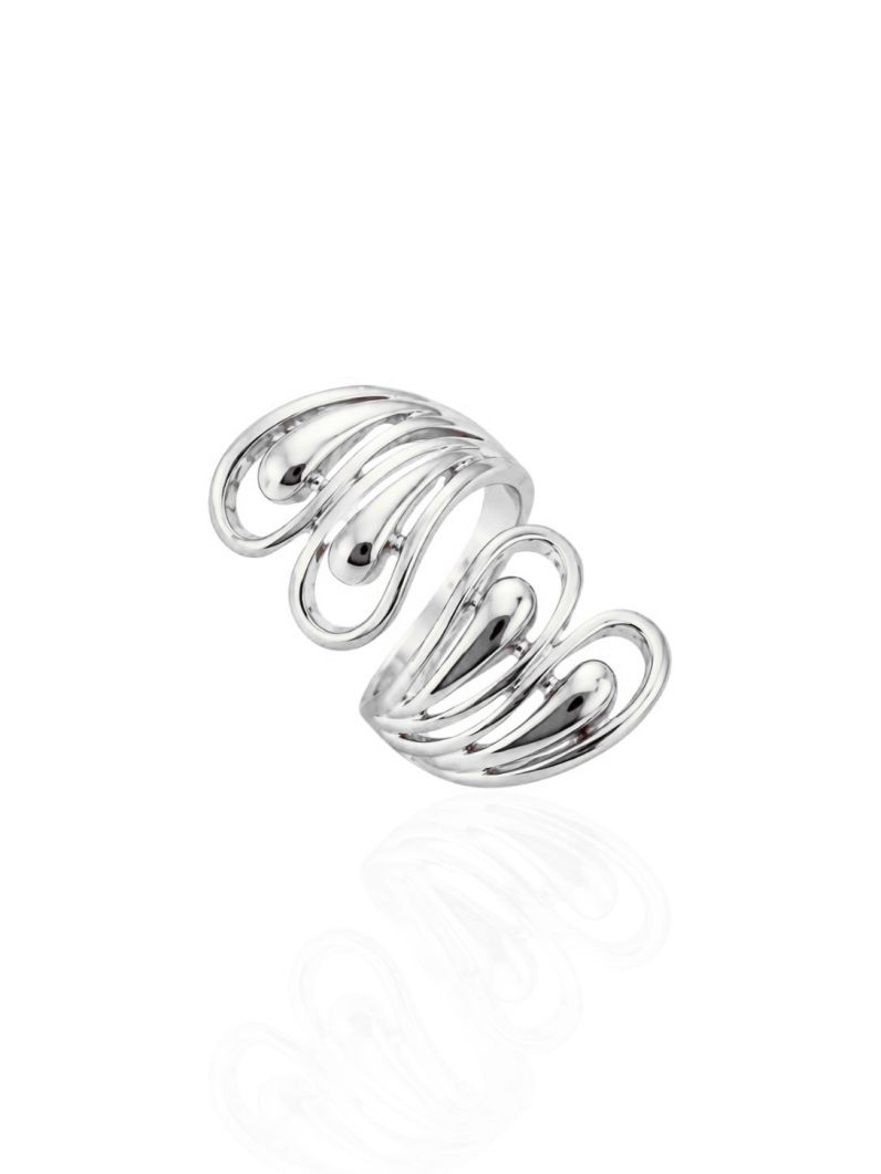 Anel Folheado a Ouro 18k e Prata Duo Gota Detalhada