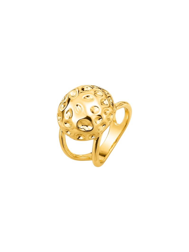 Anel Folheado a Ouro 18k e Prata Esferas Martelado