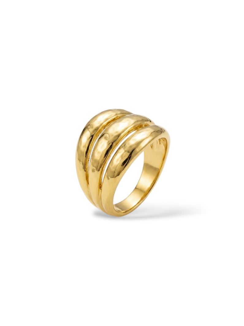 Anel Folheado a Ouro 18k e Prata Fio Triplo