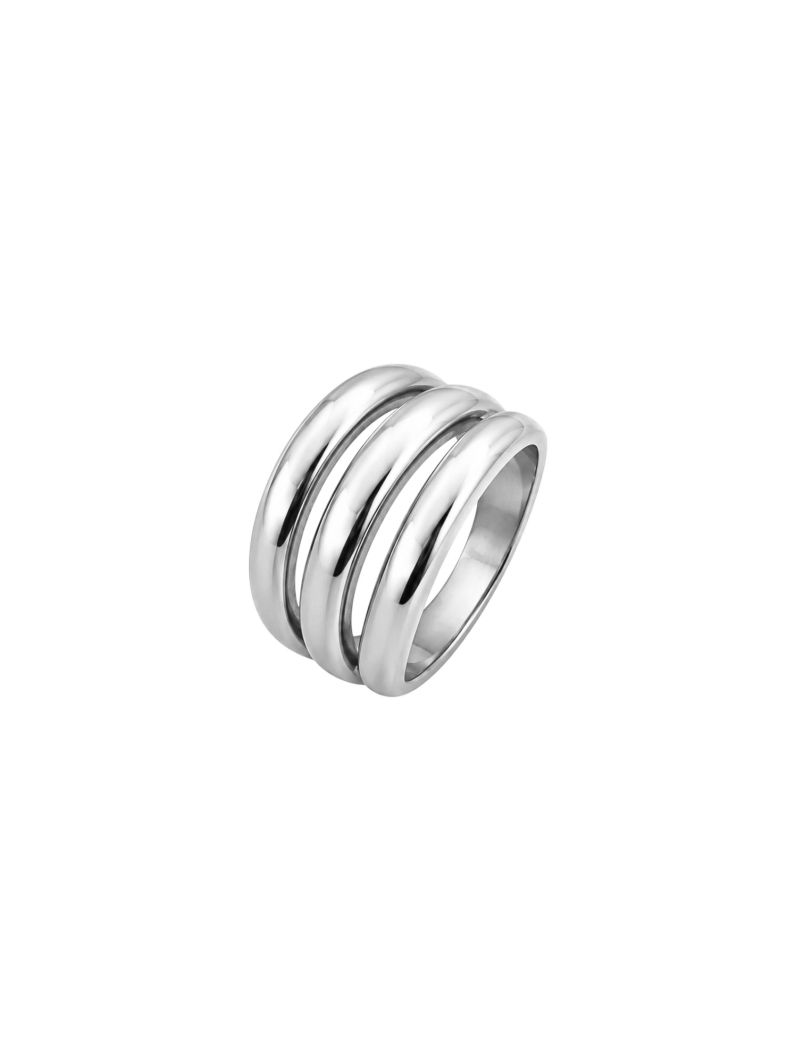 Anel Folheado a Ouro 18k e Prata Fios Design Vazado