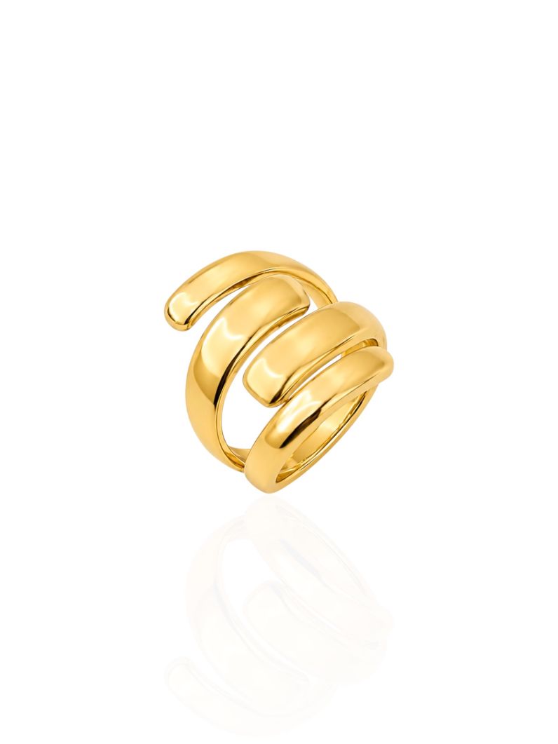 Anel Folheado a Ouro 18k e Prata Fios Maxi