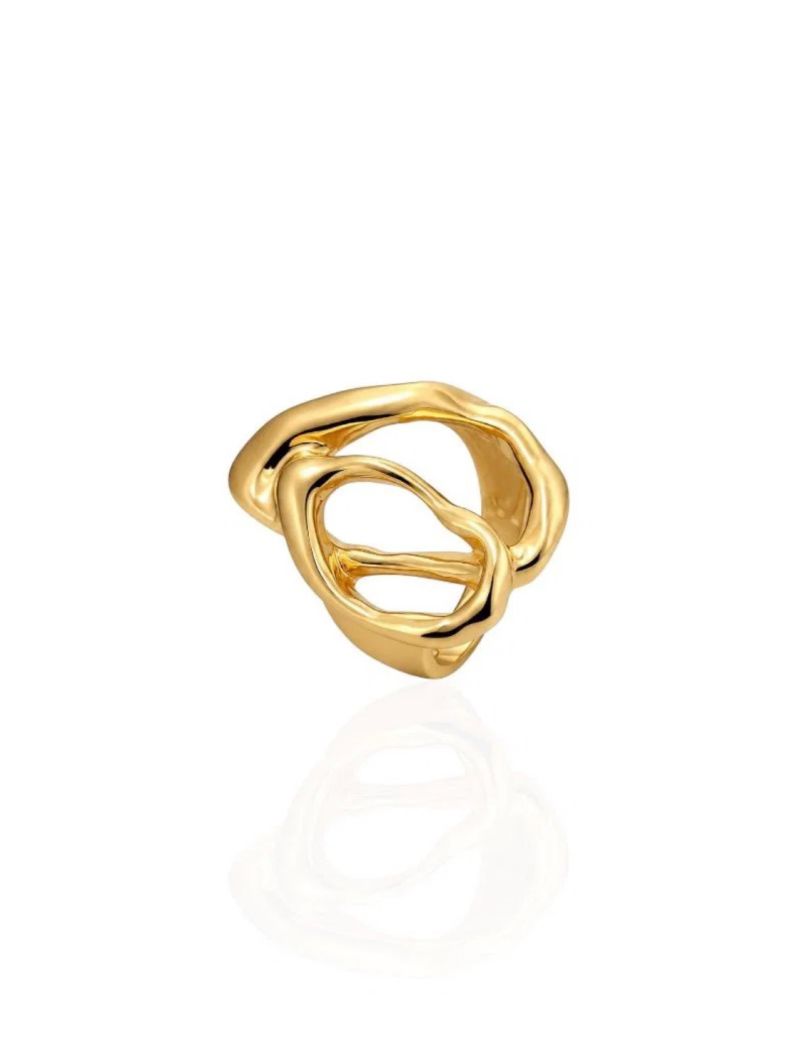 Anel Folheado a Ouro 18k e Prata Forma Organica
