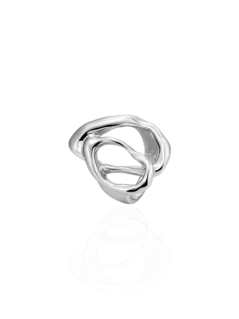 Anel Folheado a Ouro 18k e Prata Forma Organica