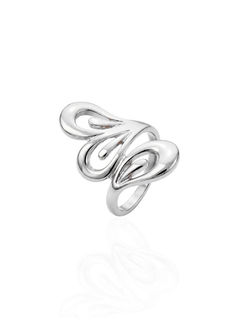 Anel Folheado a Ouro 18k e Prata Gota Detalhada