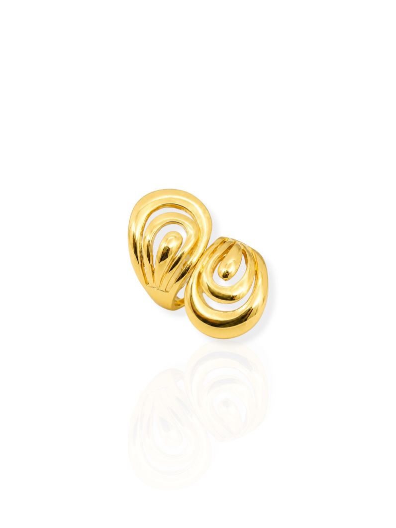 Anel Folheado a Ouro 18k e Prata Gotas Vazadas