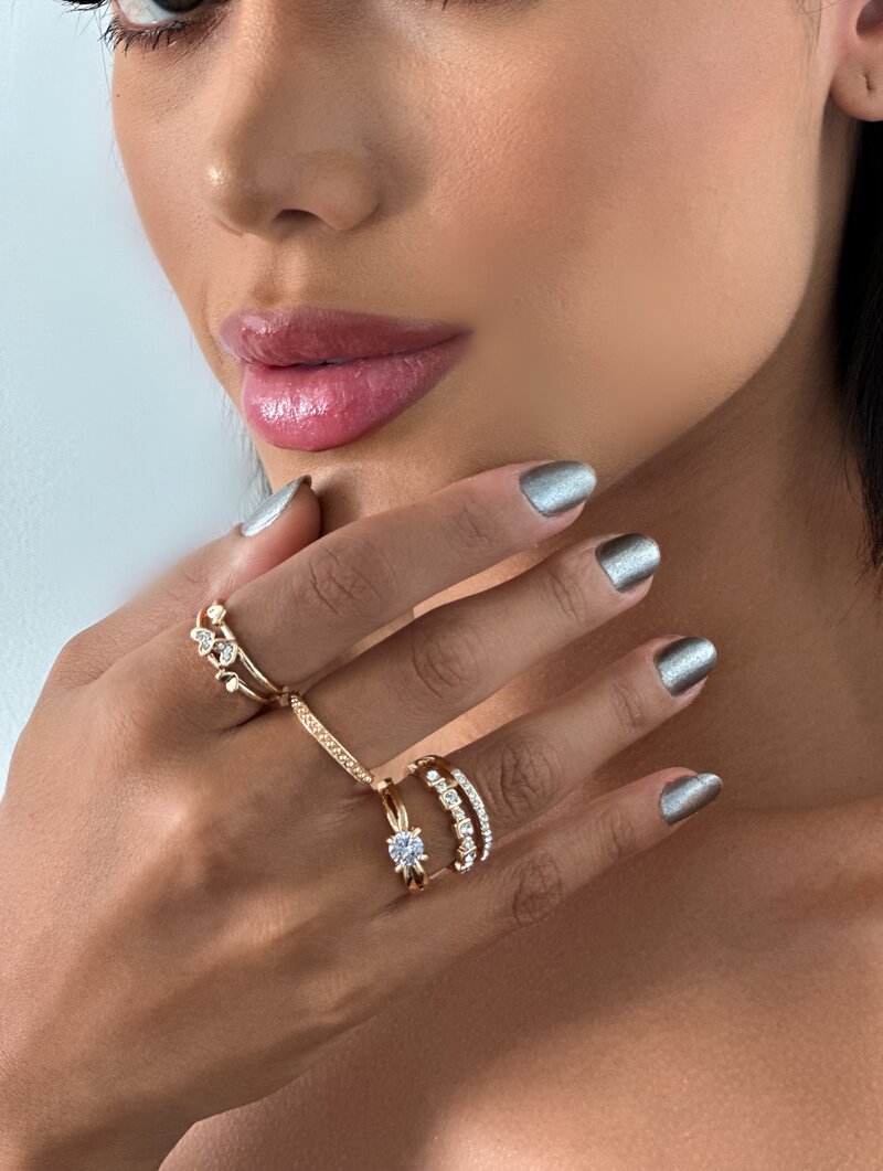 Anel Folheado a Ouro 18k e Prata Inspiração Joalheria