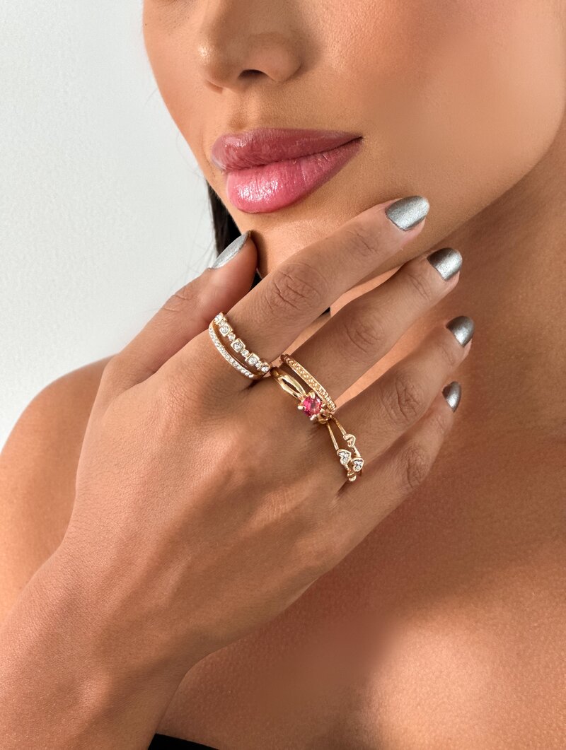 Anel Folheado a Ouro 18k e Prata Inspiração Joalheria