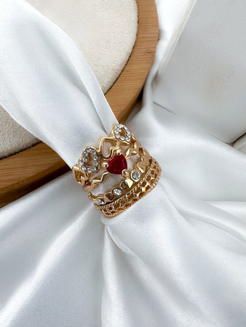 Anel Folheado a Ouro 18k e Prata Inspiração Joalheria Luxo