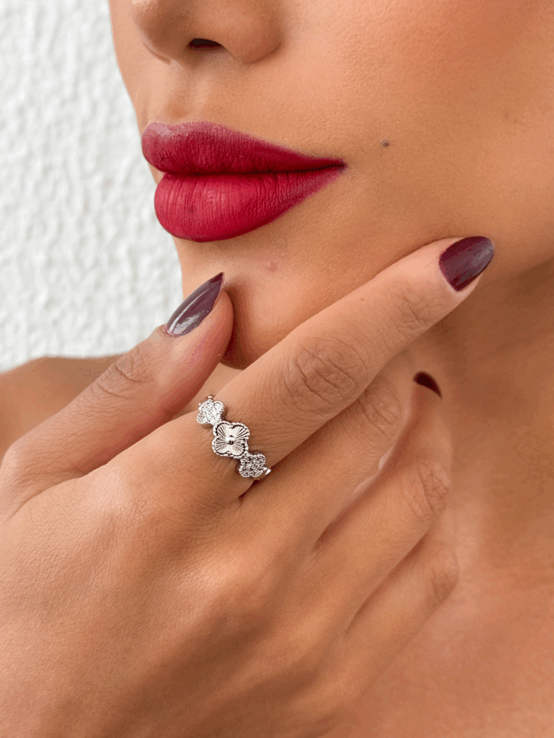 Anel Folheado a Ouro 18k e Prata Julia