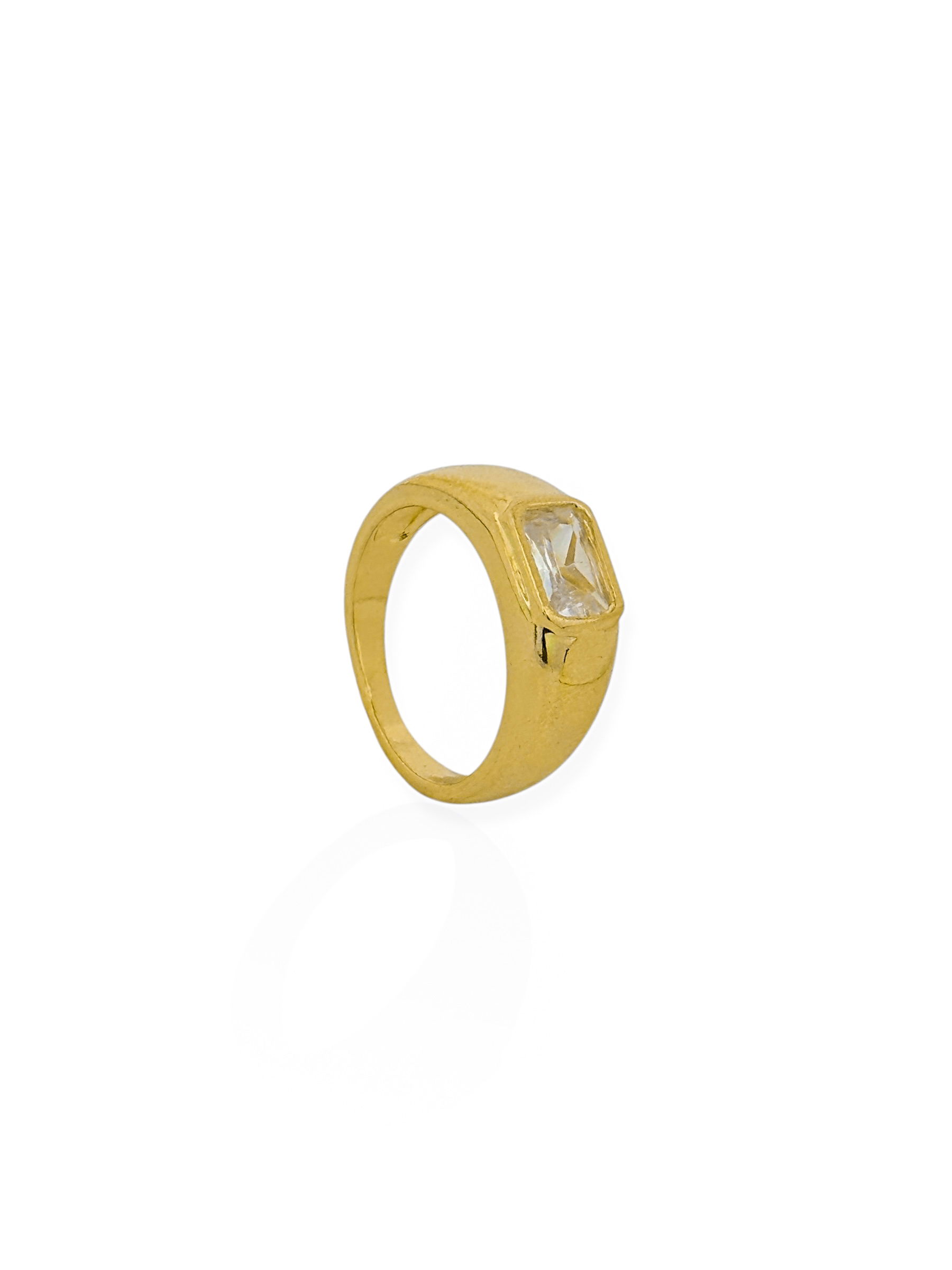 Anel Folheado a Ouro 18k e Prata Liso Com Cristal