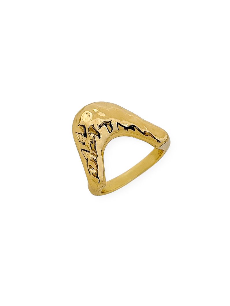 Anel Folheado a Ouro 18k e Prata Martelado Orgânico