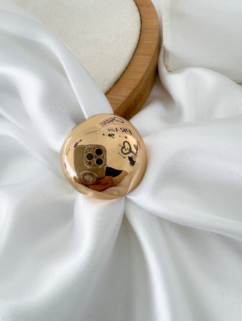 Anel Folheado a Ouro 18k e Prata Maxi Botton Liso