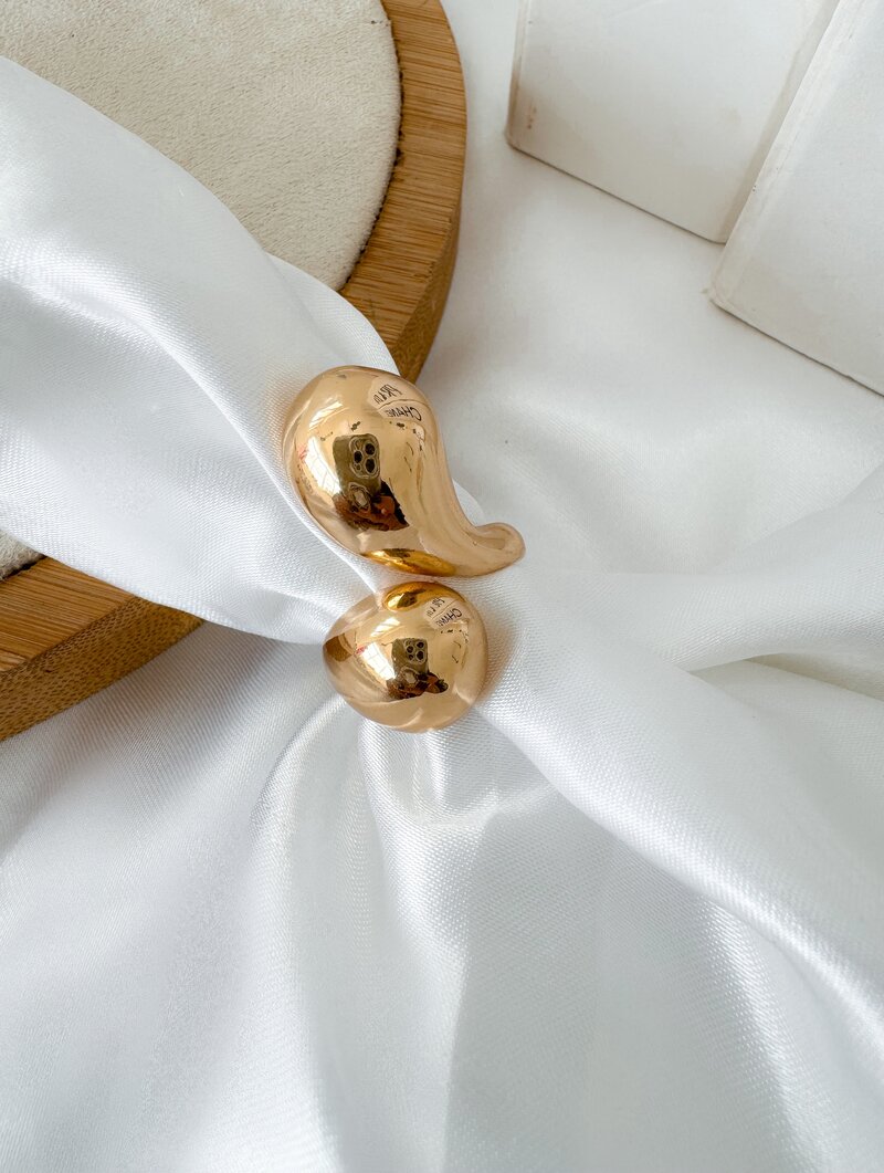 Anel Folheado a Ouro 18k e Prata Maxi Gotas Lisas