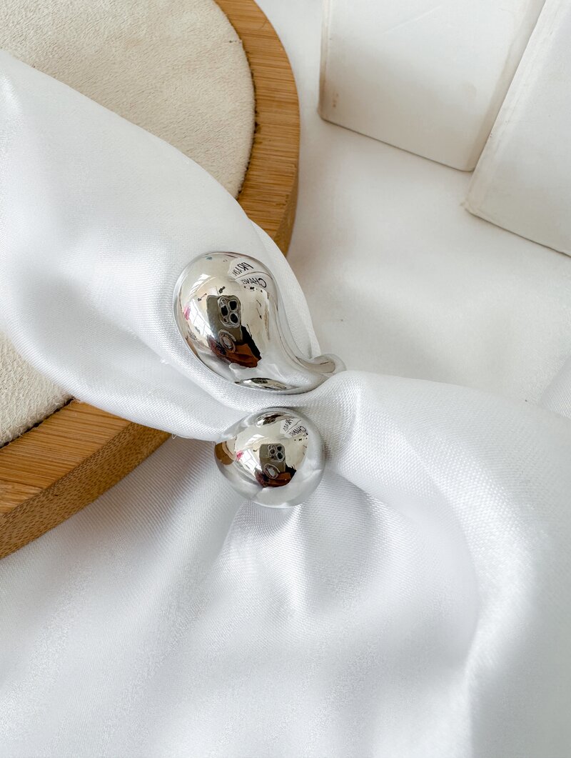 Anel Folheado a Ouro 18k e Prata Maxi Gotas Lisas