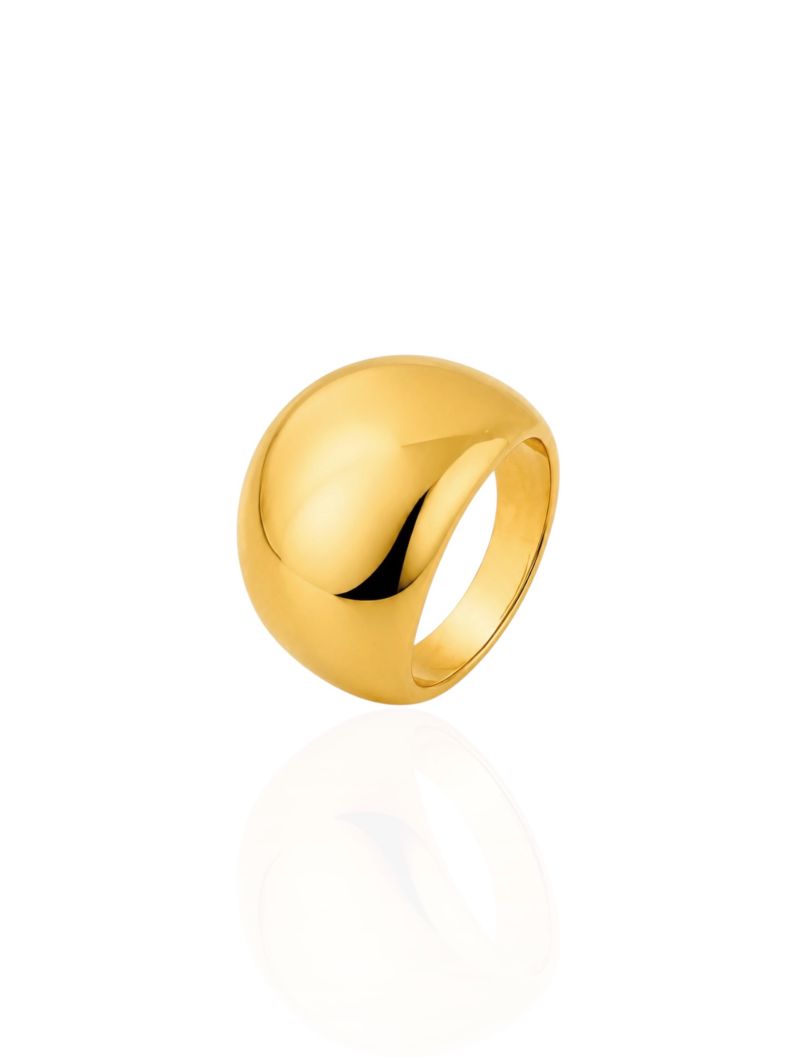 Anel Folheado a Ouro 18k e Prata Maxi Liso