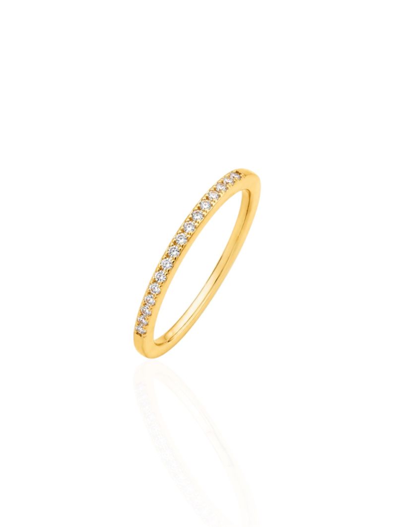 Anel Folheado a Ouro 18k e Prata Micro Zircônias
