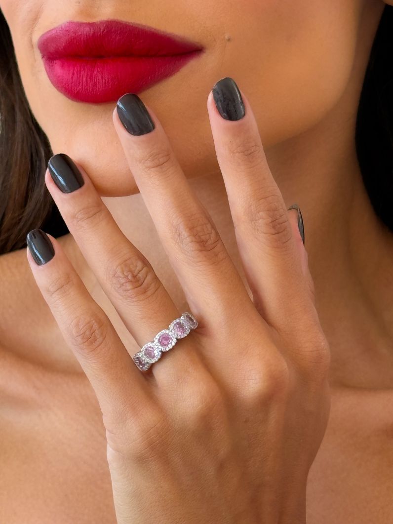 Anel Folheado a Ouro 18k e Prata Microzirconia Com Cristais Coloridos